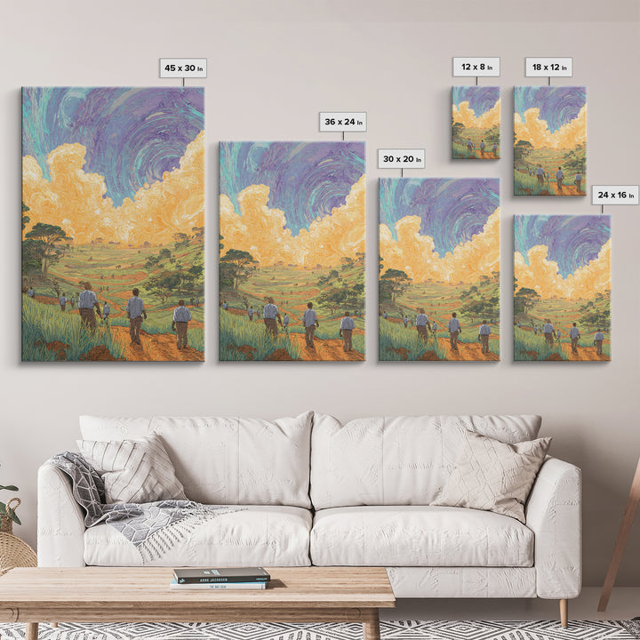 Rolling African Valley With Golden Clouds Canvas Print, African Landscape Wall Art, Nature Scene Art, Earth Tone Home Decor