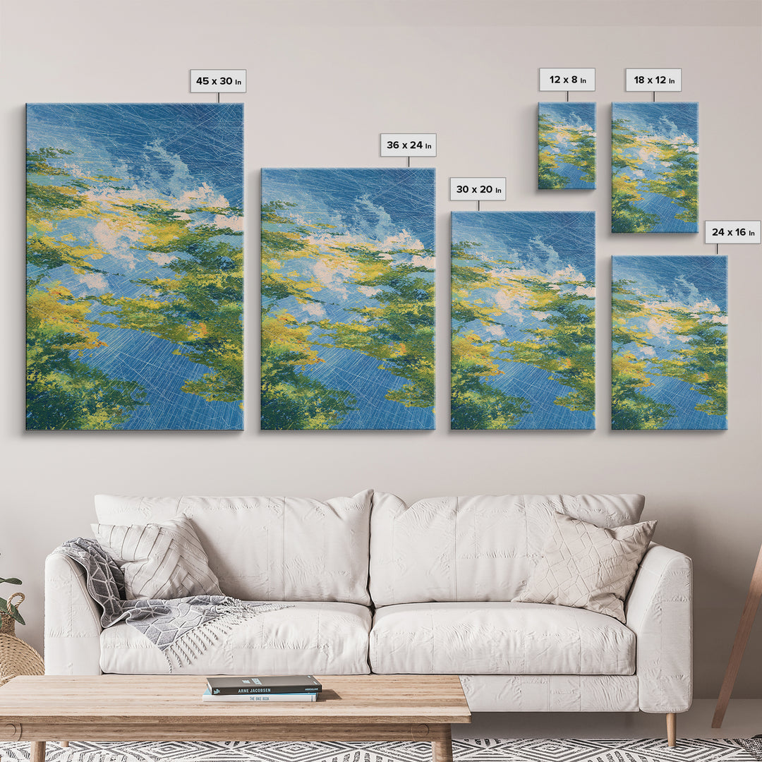 Blue Green Abstract African Landscape Canvas Print, Modern Wall Art, Nature Scene Art, Textured Home Decor For Living Room