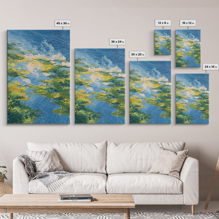Blue Green Abstract African Landscape Canvas Print, Modern Wall Art, Nature Scene Art, Textured Home Decor For Living Room
