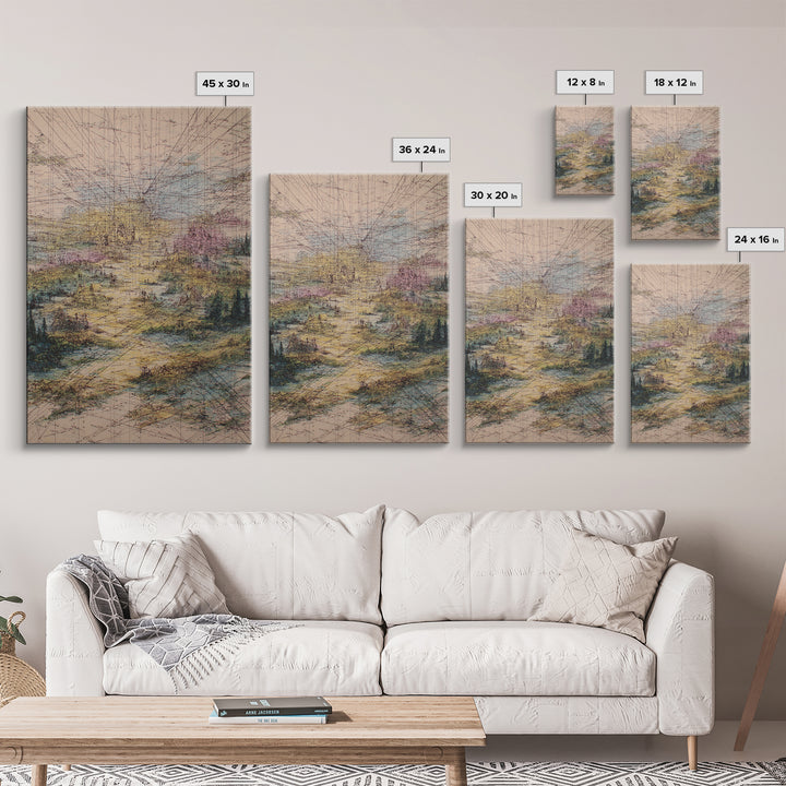 Pastel Pathway Abstract Wall Art, Dreamy Landscape Print, Modern Office Decor, Textured Blue Pink Large Canvas, Home Decor Gift