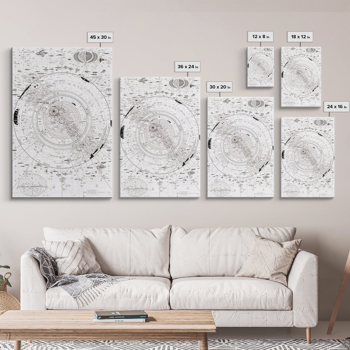 Intricate White Celestial Star Map Diagram Wall Art, Astronomy Blueprint Poster, Minimalist Office Decor, Cosmic Digital Print