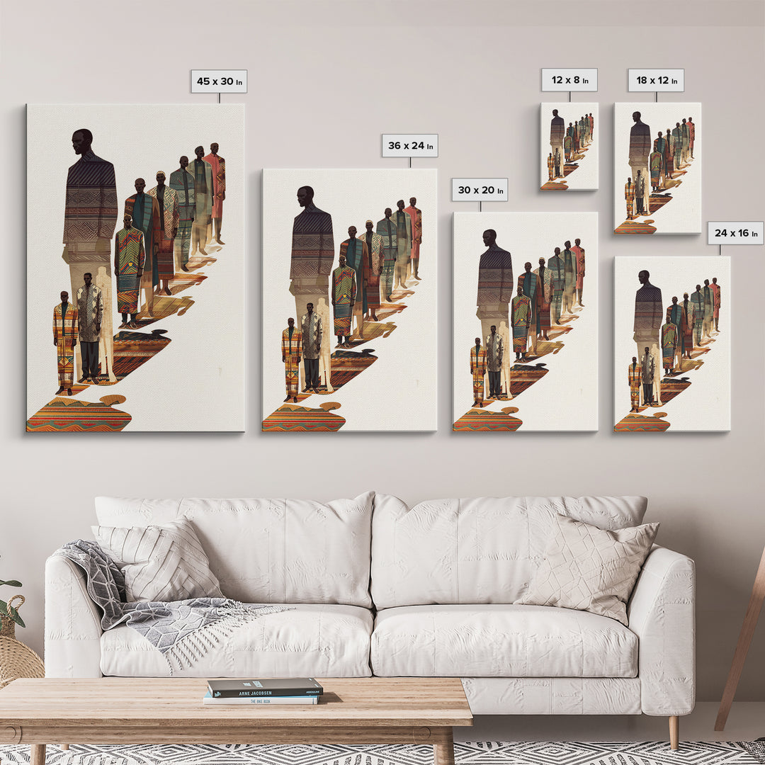 Elegant African Men In Patterned Robes, Wall Art, African Fabric, Afrocentric Art, Cultural Art Print, Heritage Portrait