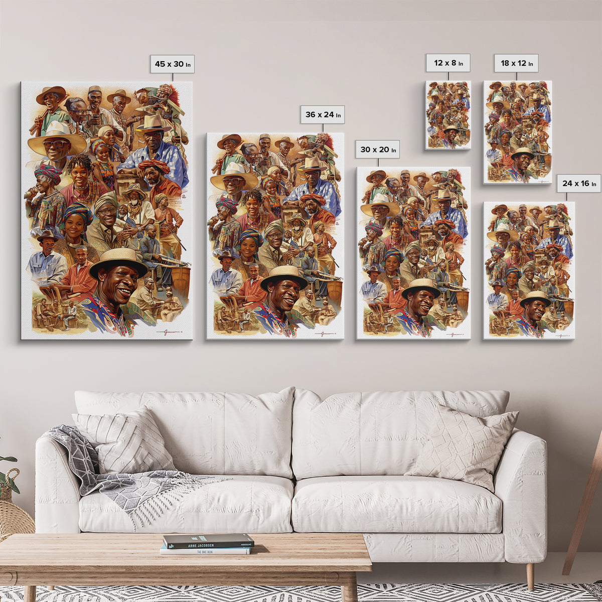 Joyful African Community Collage With Musicians, Canvas Print, African Celebration, Black Art, Cultural Wall Decor, Gift For Her