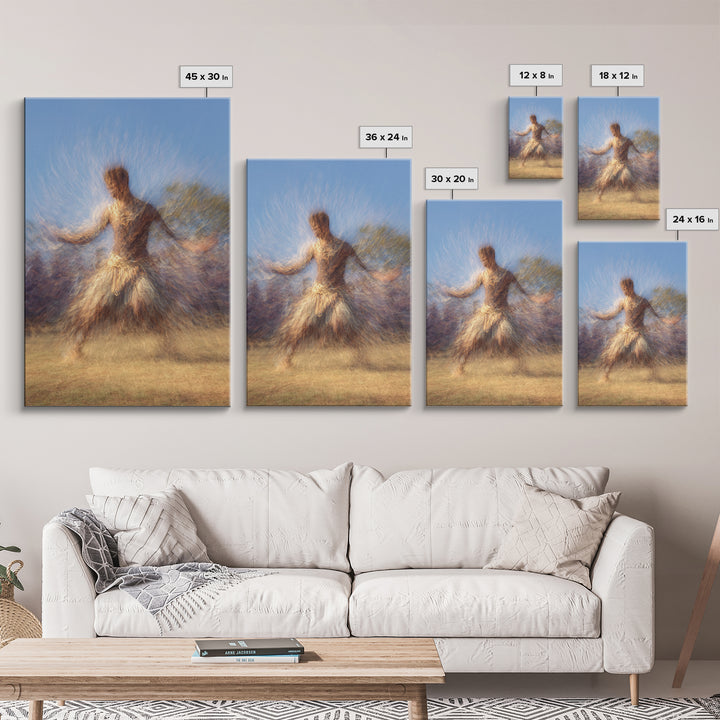 Blurred African Dancer In Grass Skirt, African Wall Art, Afrocentric Canvas Print, Cultural Home Decor, Warrior Dance Gift