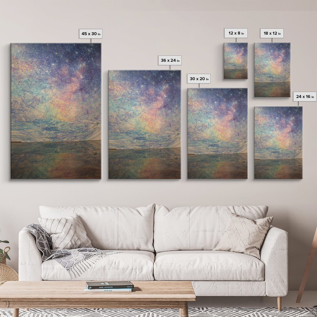 Pastel Cosmic Ocean Horizon, Dreamy Wall Art, Abstract Canvas Print, Spiritual Landscape Home Decor, Meditation Room Gift