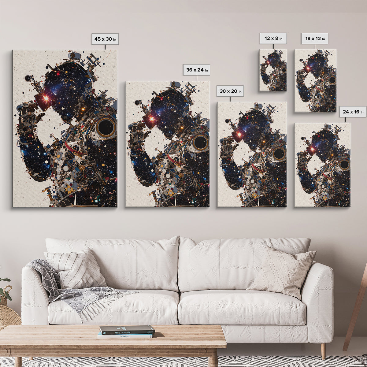 Cosmic Black Cyborg Portrait Canvas Print, Afrofuturism Decor, Abstract Face Art, Galaxy Robot Unique Modern Wall Decor Gift