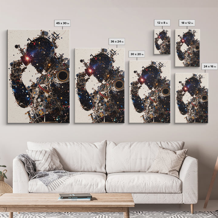 Cosmic Black Cyborg Portrait Canvas Print, Afrofuturism Decor, Abstract Face Art, Galaxy Robot Unique Modern Wall Decor Gift