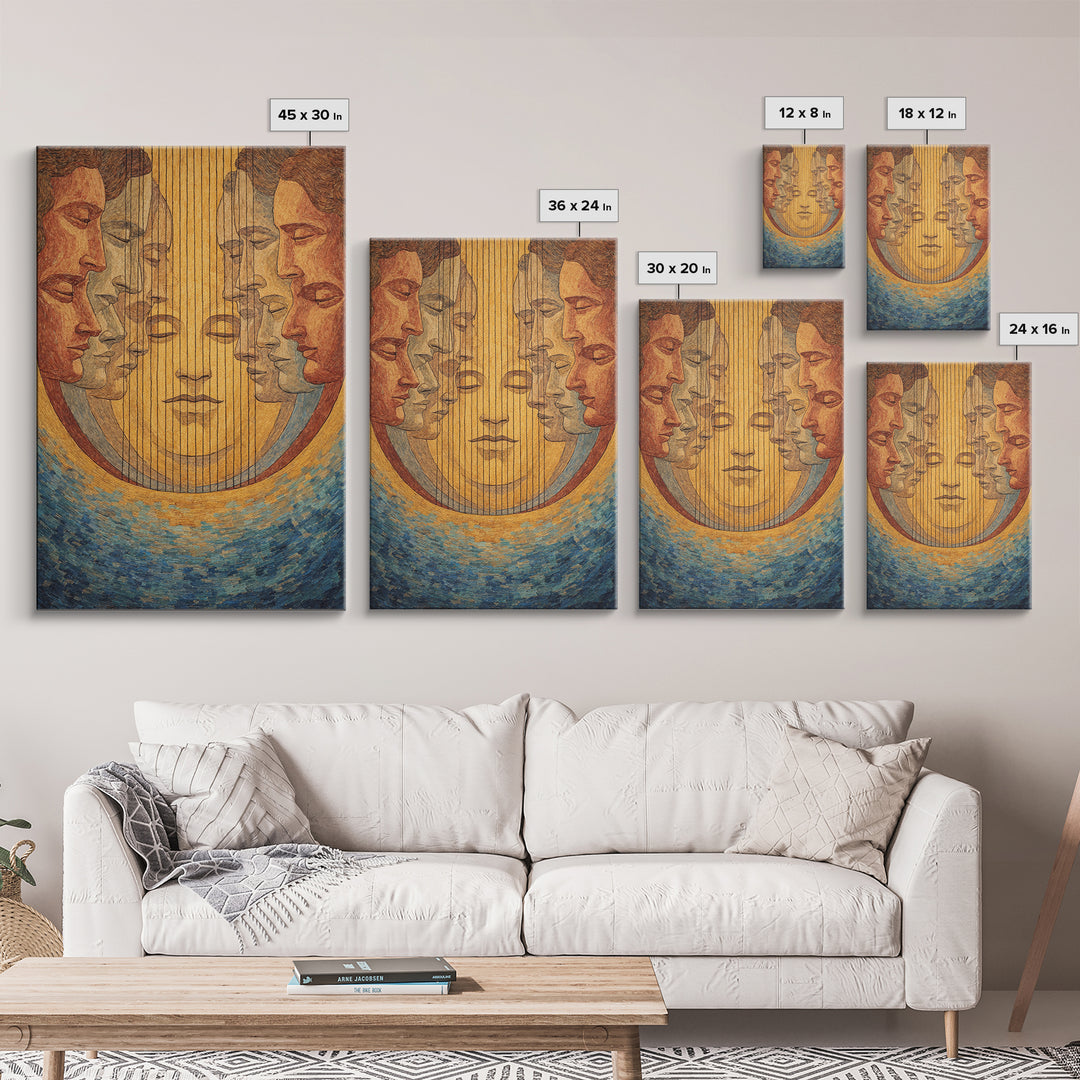 Mirrored African Faces Framed Canvas Print, Surreal Female Portrait Wall Art, Afrocentric Culture Decor, Elegant Home Gift