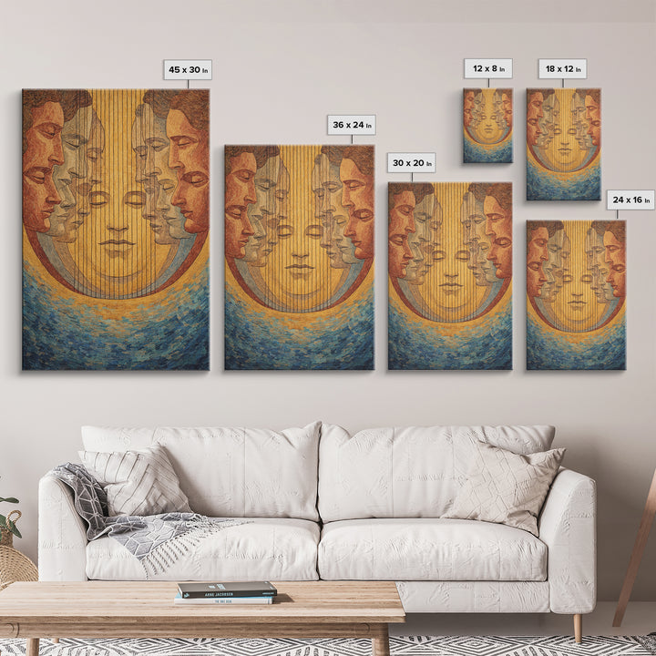 Mirrored African Faces Framed Canvas Print, Surreal Female Portrait Wall Art, Afrocentric Culture Decor, Elegant Home Gift