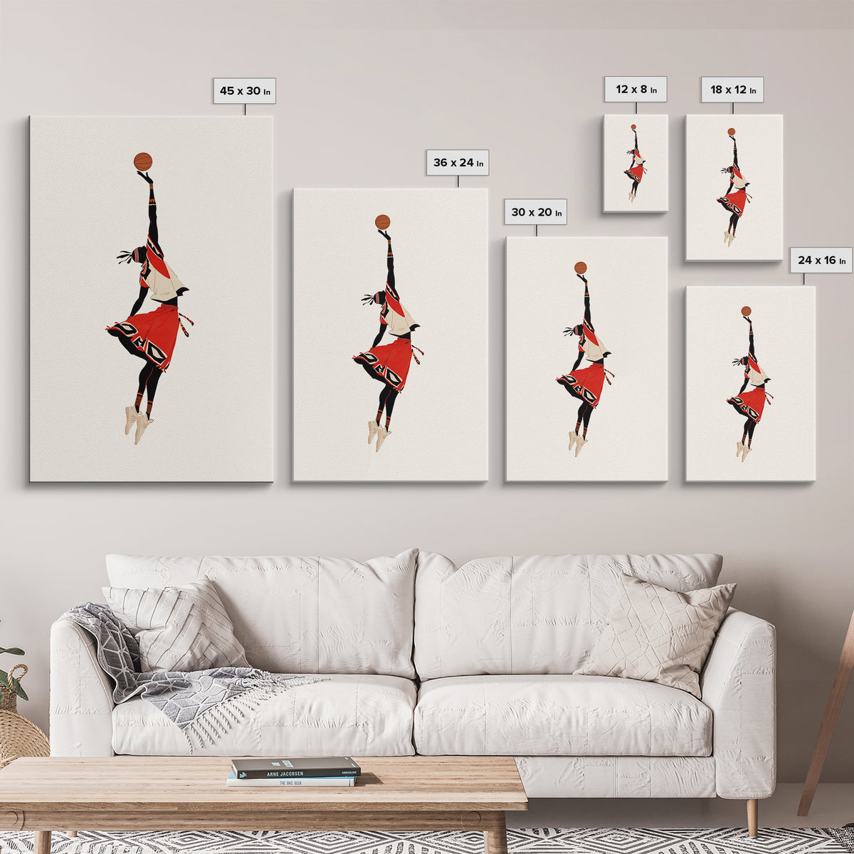 Maasai Warrior Basketball Leap Wall Art, African Warrior Art, African Wall Decor, Afrocentric Sports Canvas Print Gift Decor