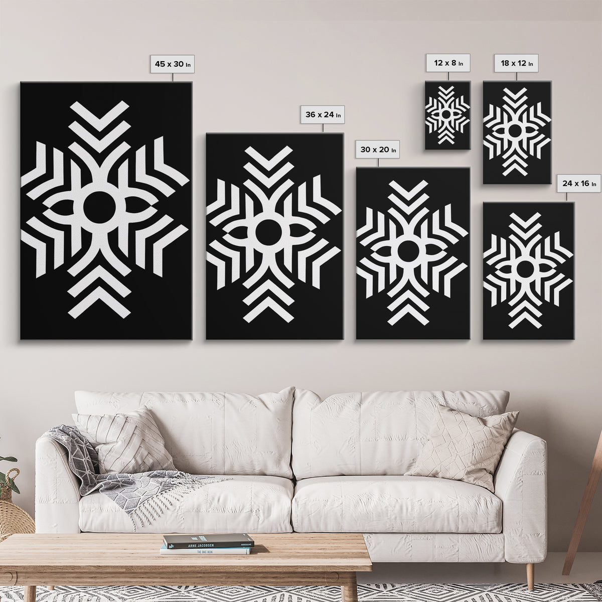 Black And White Tribal Geometric Symbol Wall Art, Afrocentric Abstract Print, African Pattern Decor, Modern Minimalist Canvas