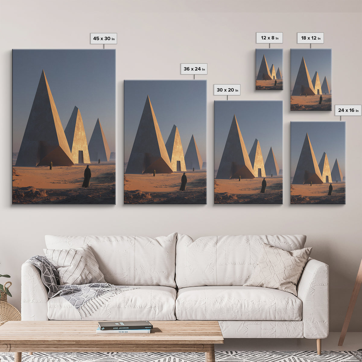 Modern Nubian Pyramids At Sunset Wall Art, African Egyptian Art Print, Ancient African Decor, Desert Architecture Poster