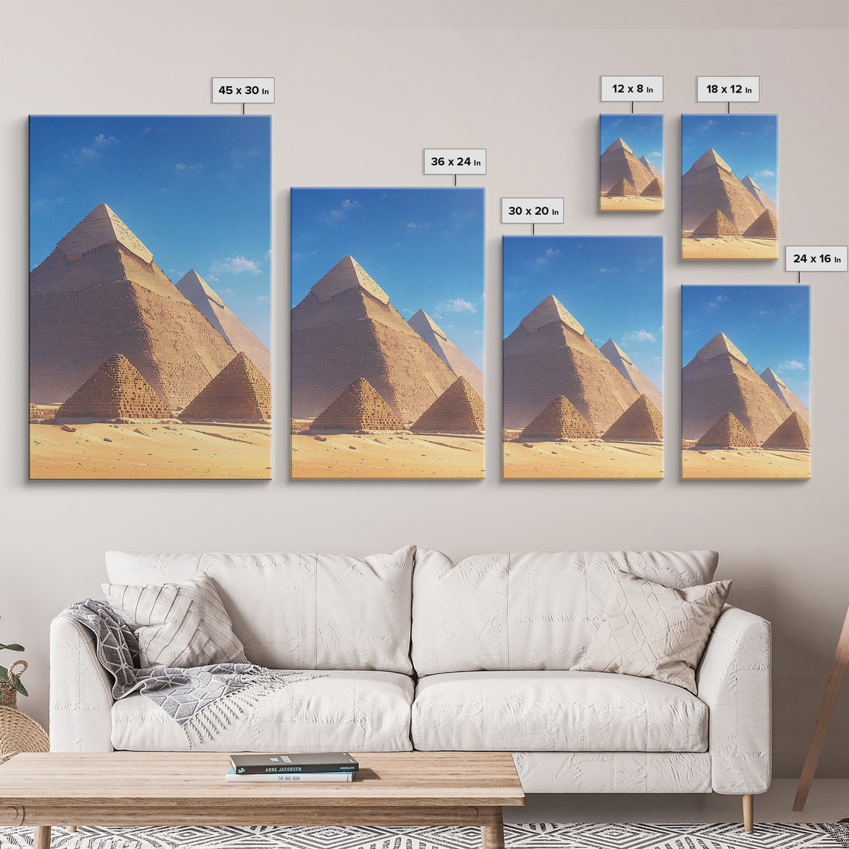 Sunlit Giza Pyramid Close Up Canvas Print, African Egyptian Art, Ancient African Wall Art, Desert Travel Poster, Home Decor