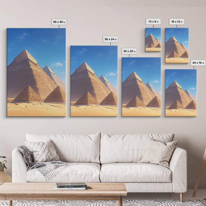 Sunlit Giza Pyramid Close Up Canvas Print, African Egyptian Art, Ancient African Wall Art, Desert Travel Poster, Home Decor