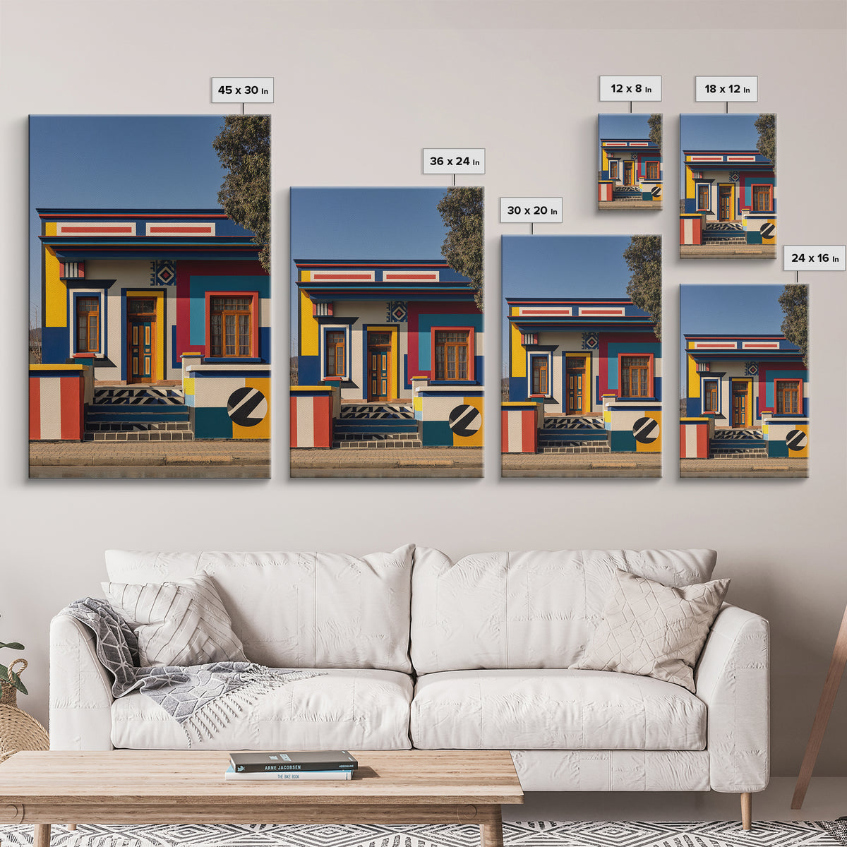 Bold Ndebele Street House Canvas Print, African Wall Art, Geometric Architecture, Colorful Tribal Living Room Decor Gift