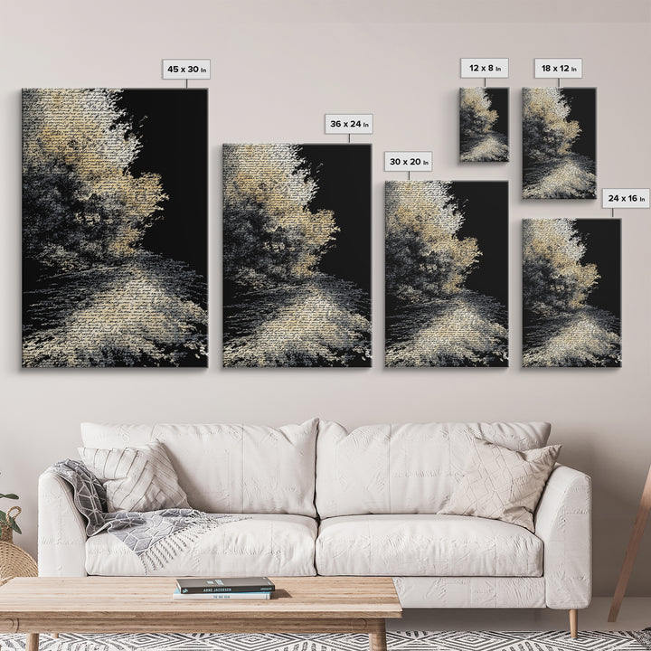 Moody Black And White Figure In Textured Shadows Canvas Print, Abstract Black Art, Minimalist Wall Decor, Gallery Art, Modern Art