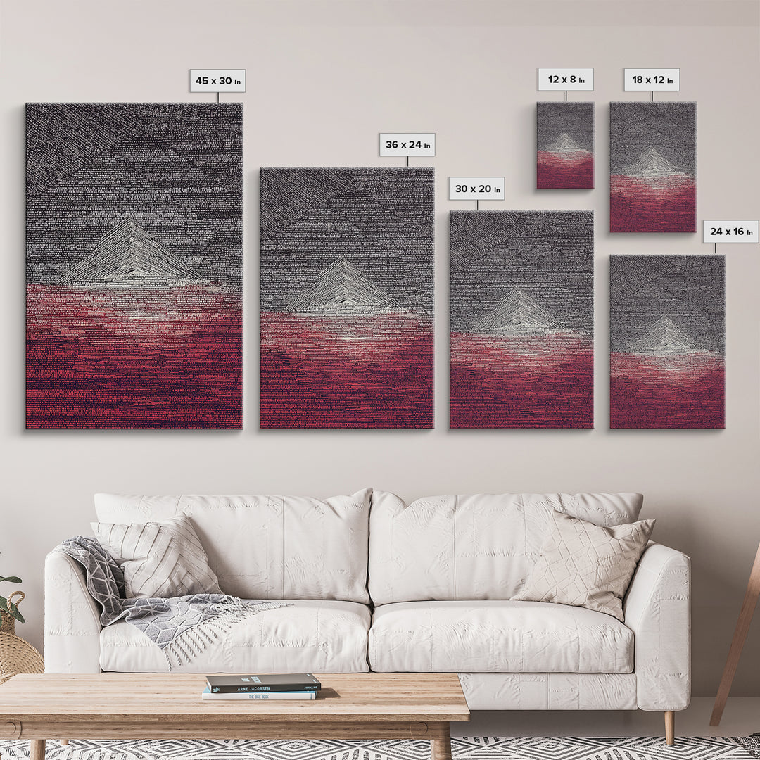 White Pyramid Over Crimson Horizon Wall Art, African Egyptian Art, Geometric Wall Art, Modern Black Decor, Statement Gift