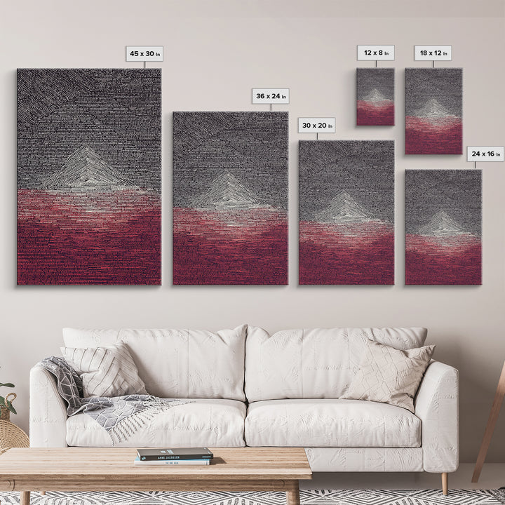 White Pyramid Over Crimson Horizon Wall Art, African Egyptian Art, Geometric Wall Art, Modern Black Decor, Statement Gift