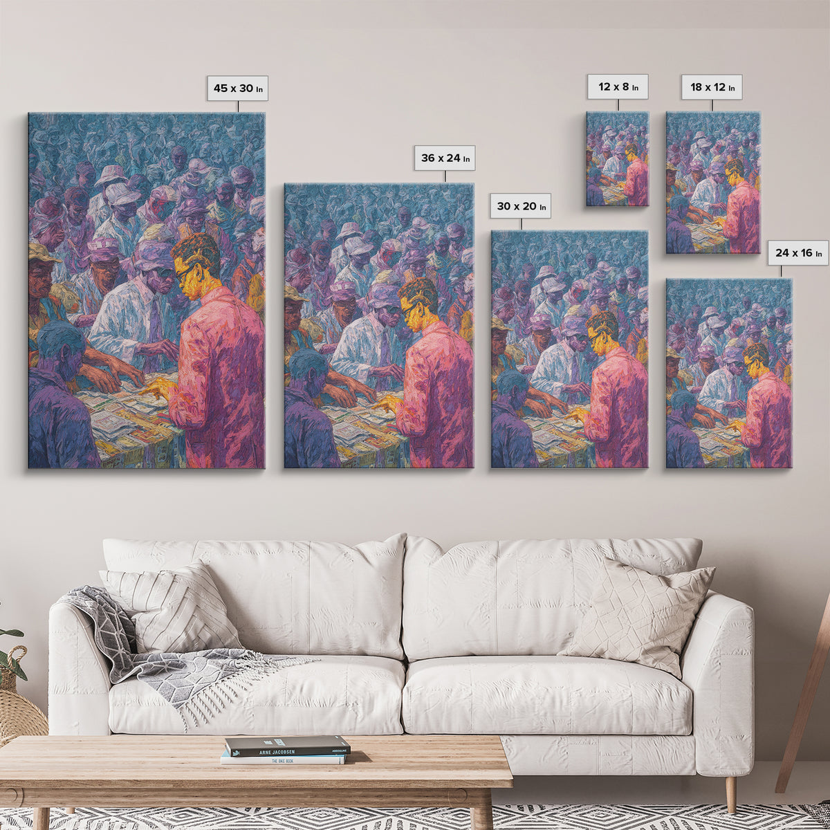 Vibrant Community Gathering Around Table Canvas Print, African Wall Art, Black Culture Art, Afrocentric Decor, Home Gift