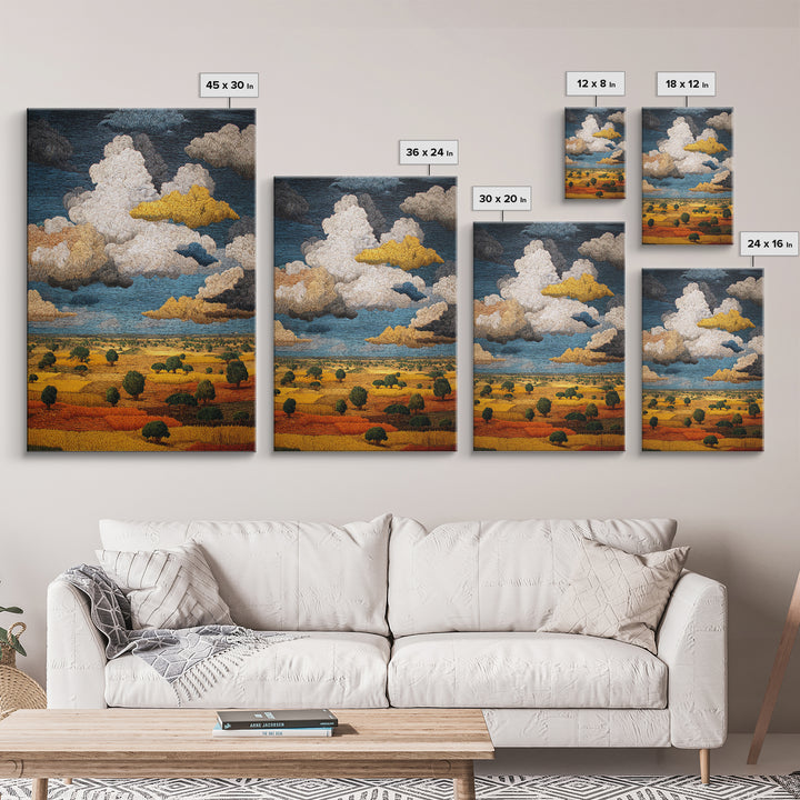 African Savanna Under Golden Storm Clouds Wall Art, Textured Landscape Canvas, Afrocentric Decor, Safari Home Gift For Living Room