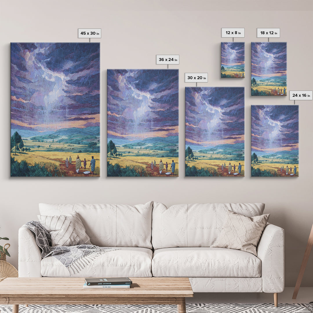 African Rainstorm Over Golden Plains Wall Art, Blue Sky Landscape Canvas, Cultural Decor, Afrocentric Gift For Living Room