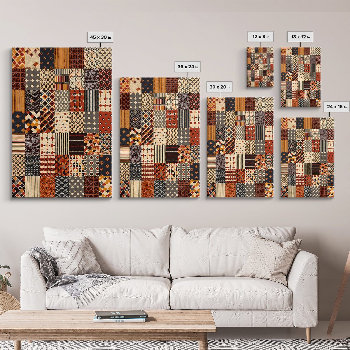 African Ankara Patchwork Fabric Pattern Wall Art, African Print, Tribal Art Decor, Boho Home Decor, Cultural Wall Decor Gift