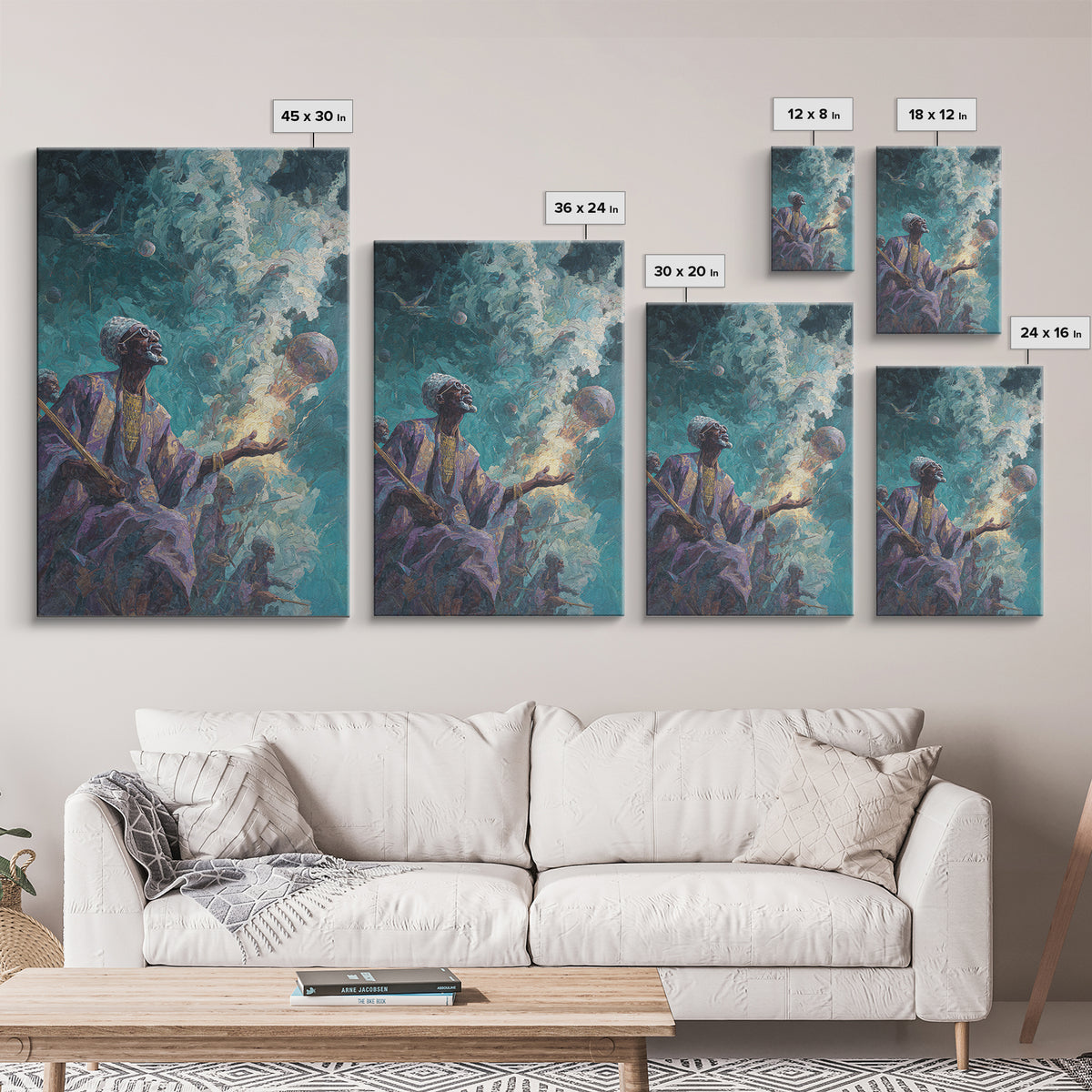 Mystic African Elder With Glowing Orb Canvas Print, Afrocentric Wall Decor, Spiritual Black Art, Ancestral Shaman Portrait