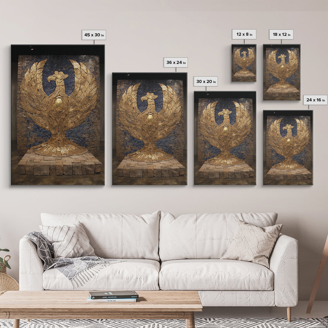 Monumental Golden Phoenix Wall Art, African Inspired Sculpture Decor, Black And Gold Art, Luxury Canvas Art, Statement Wall Decor