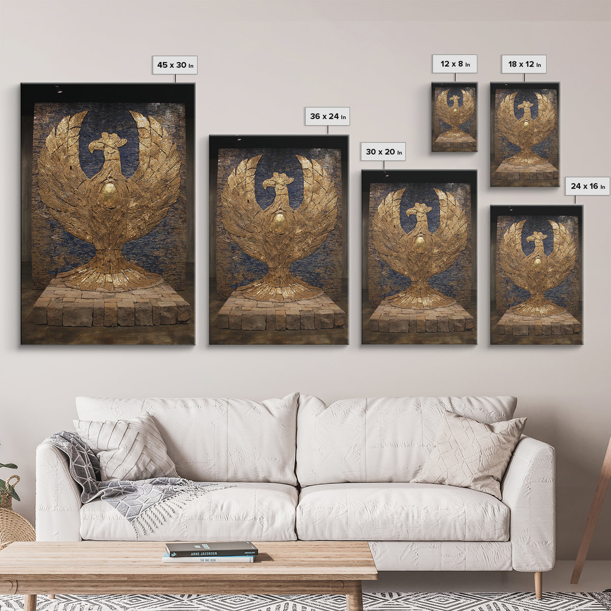 Monumental Golden Phoenix Wall Art, African Inspired Sculpture Decor, Black And Gold Art, Luxury Canvas Art, Statement Wall Decor