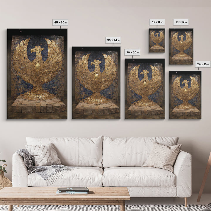 Monumental Golden Phoenix Wall Art, African Inspired Sculpture Decor, Black And Gold Art, Luxury Canvas Art, Statement Wall Decor