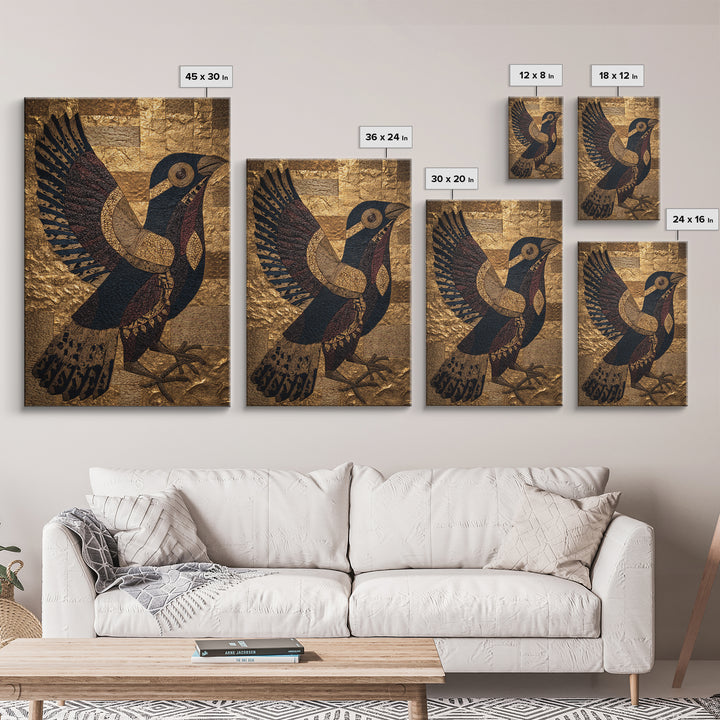 Gold Textured African Bird Wall Art, Black And Gold Tribal Art Print, Afrocentric Decor, Cultural Home Decor Gift, Statement Piece