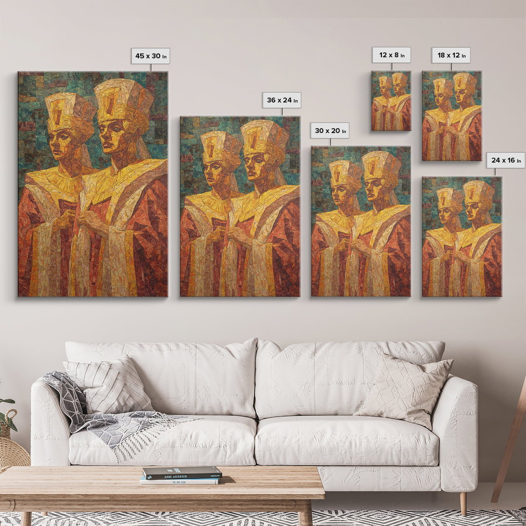 Regal African Queens In Mosaic Robes Wall Art, African Woman Art, Black Culture Art, Royal Portrait, Elegant Home Decor Gift