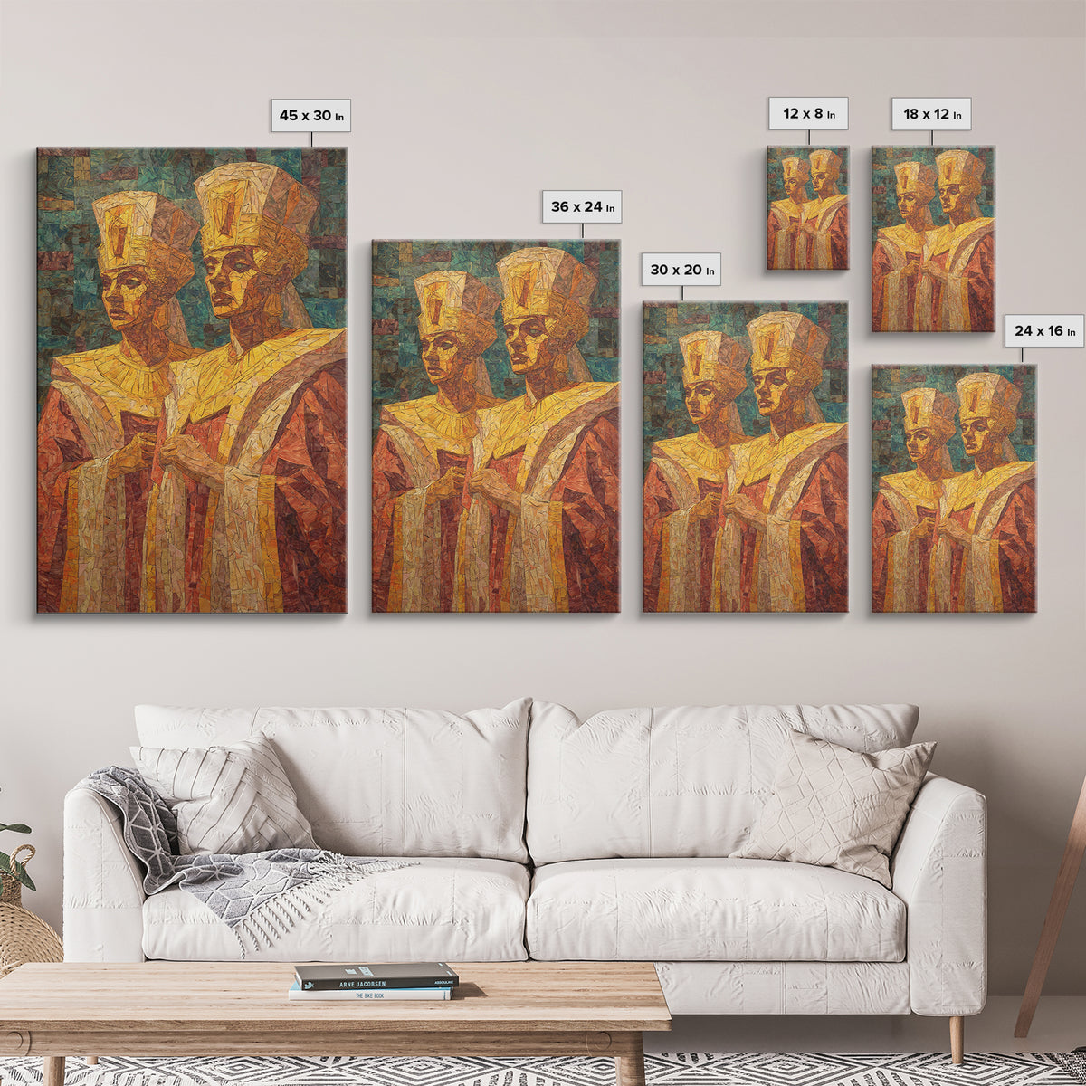 Regal African Queens In Mosaic Robes Wall Art, African Woman Art, Black Culture Art, Royal Portrait, Elegant Home Decor Gift