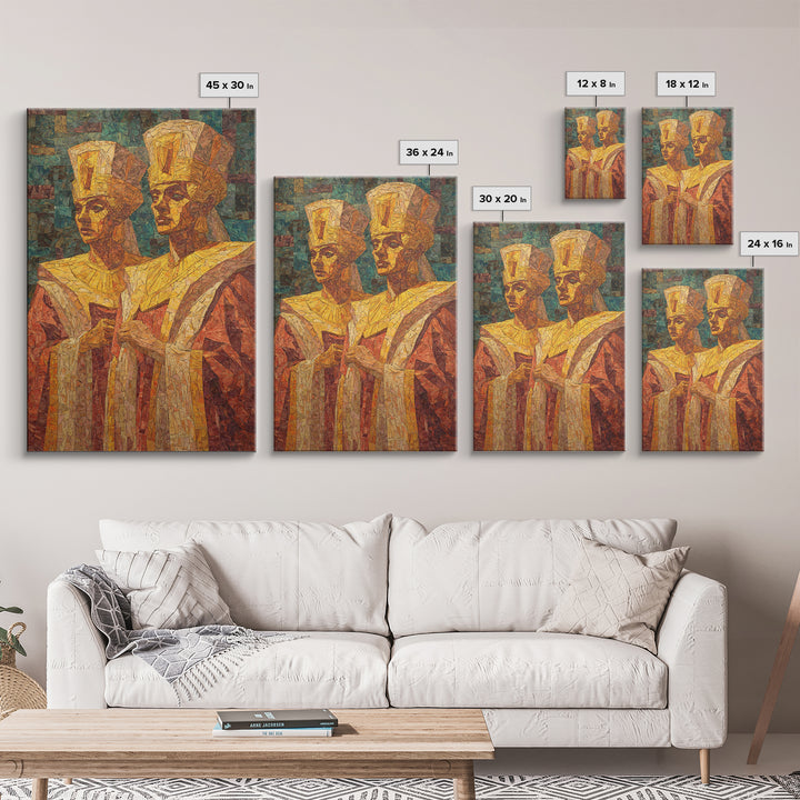 Regal African Queens In Mosaic Robes Wall Art, African Woman Art, Black Culture Art, Royal Portrait, Elegant Home Decor Gift