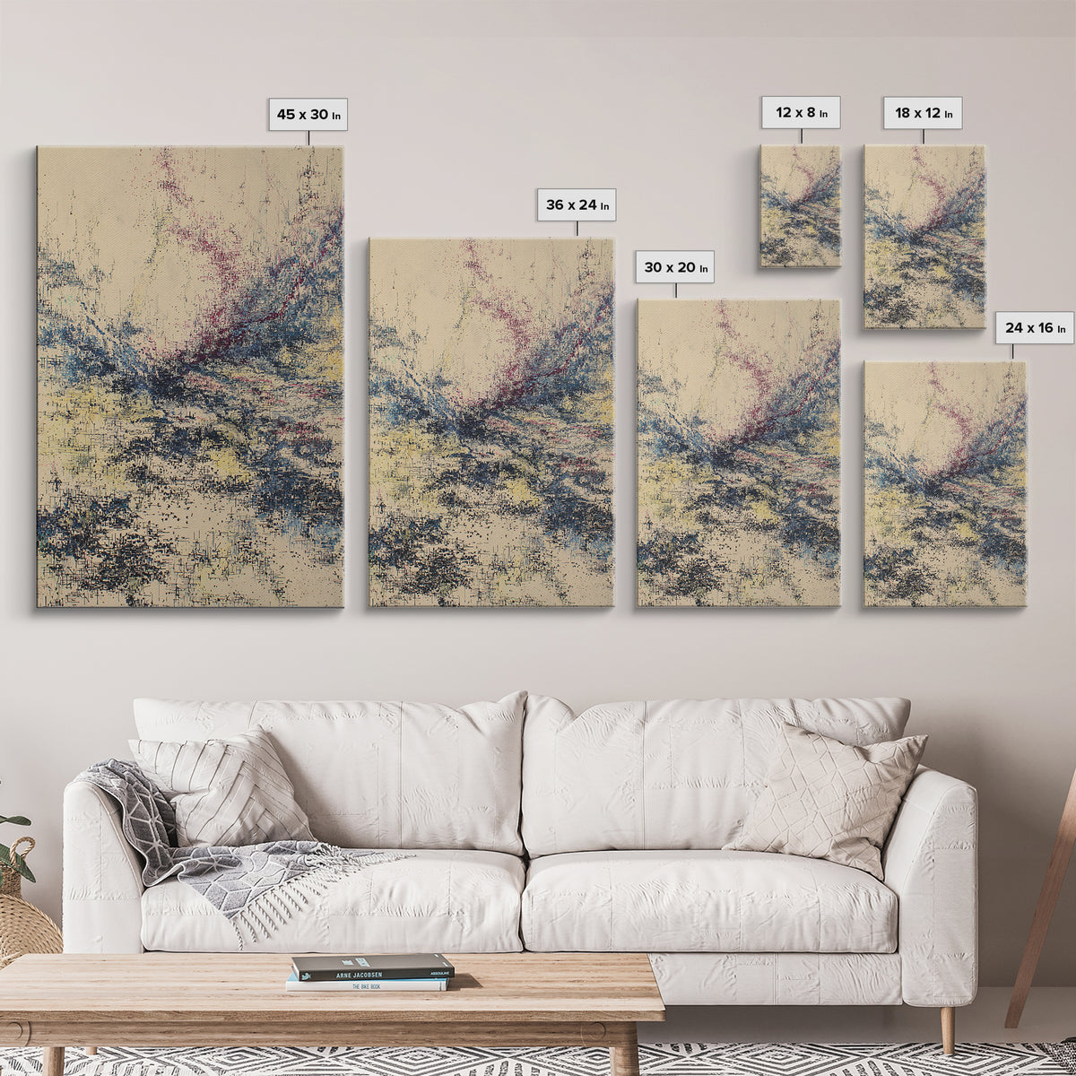 Textured Beige Blue Abstract Wall Art, Modern African Abstract, Contemporary Canvas Decor, Minimalist Art, Large Wall Art