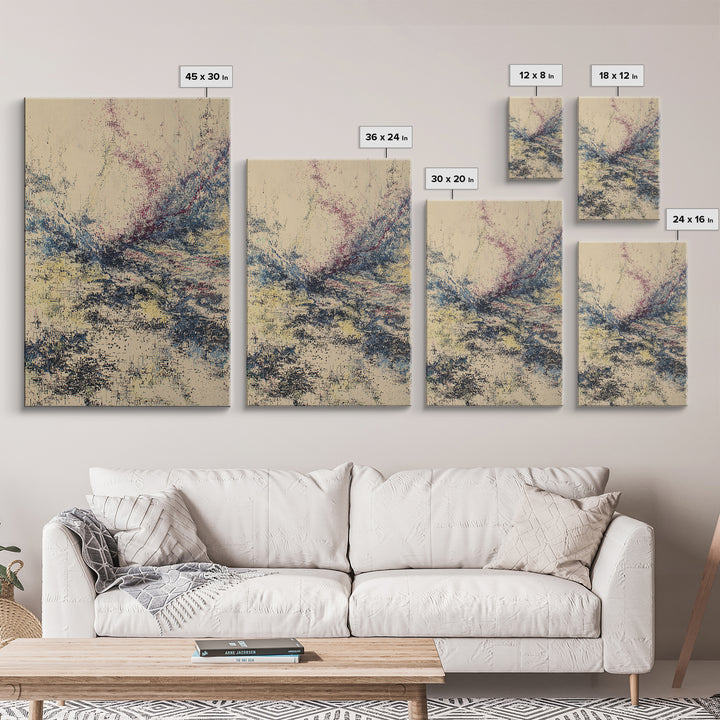 Textured Beige Blue Abstract Wall Art, Modern African Abstract, Contemporary Canvas Decor, Minimalist Art, Large Wall Art