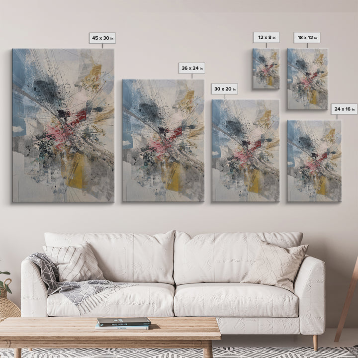 Dynamic Urban Network Abstraction Canvas Print, Abstract Wall Art, Modern Office Decor, Contemporary Blue Beige Home Decor