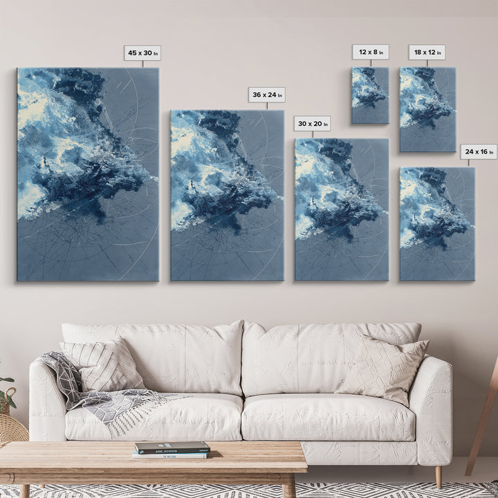 Blue Storm Abstract Energy Canvas Print, Modern Wall Decor, Large Abstract Wall Art, Contemporary Office Decor Gift For Home