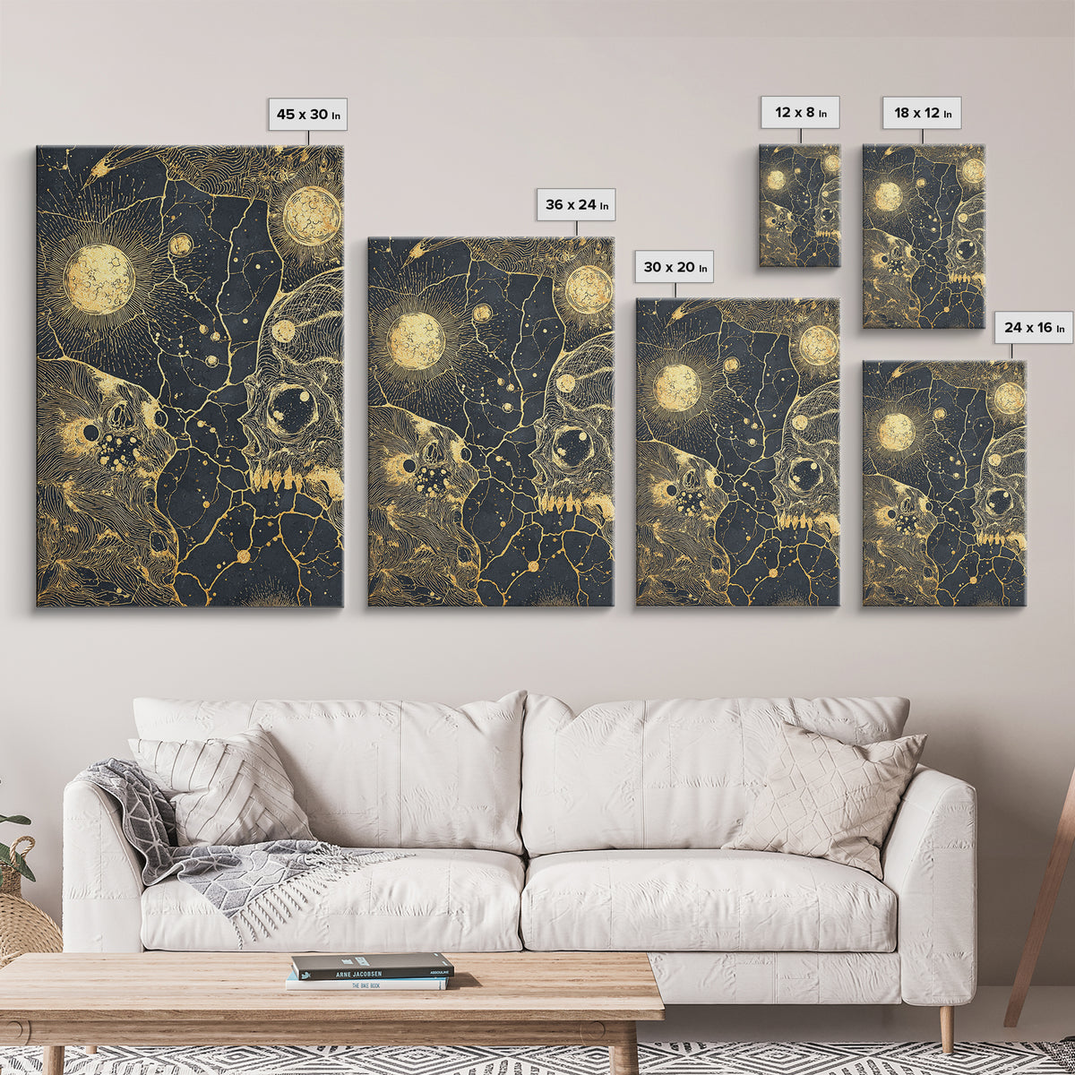 Gold Celestial Animal Constellation Wall Art, Black And Gold Canvas Print, Mystical Cosmic Decor For Living Room And Office