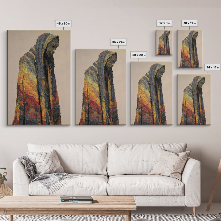 Hooded African Wanderer Wall Art, Textured Robe Portrait, Abstract Afrocentric Figure, Earth Tone Cultural Decor Canvas Print