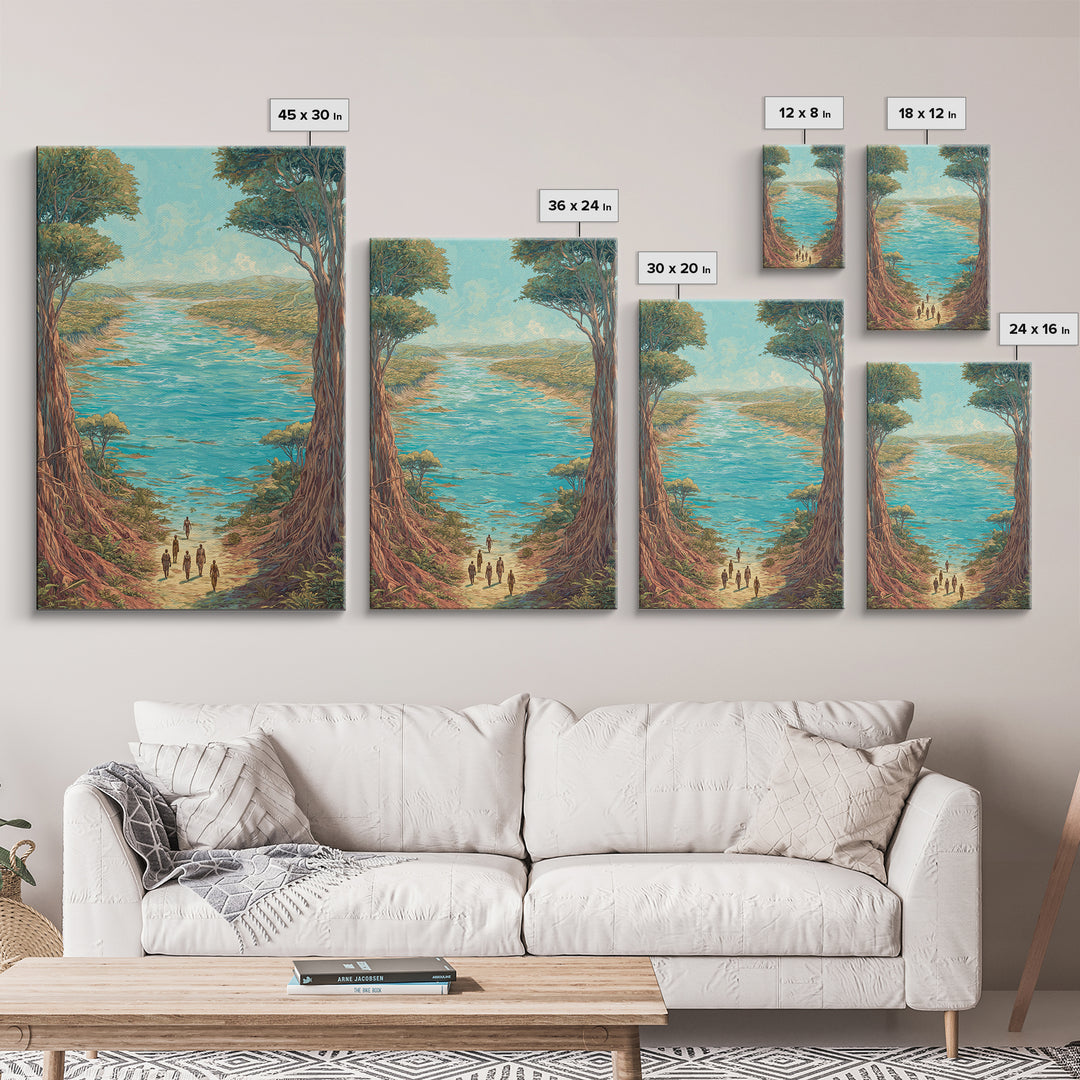 Turquoise African River Landscape Canvas Print, Jungle African, Safari Art, Nature Scene Art, Large Wall Art, Home Decor Gift