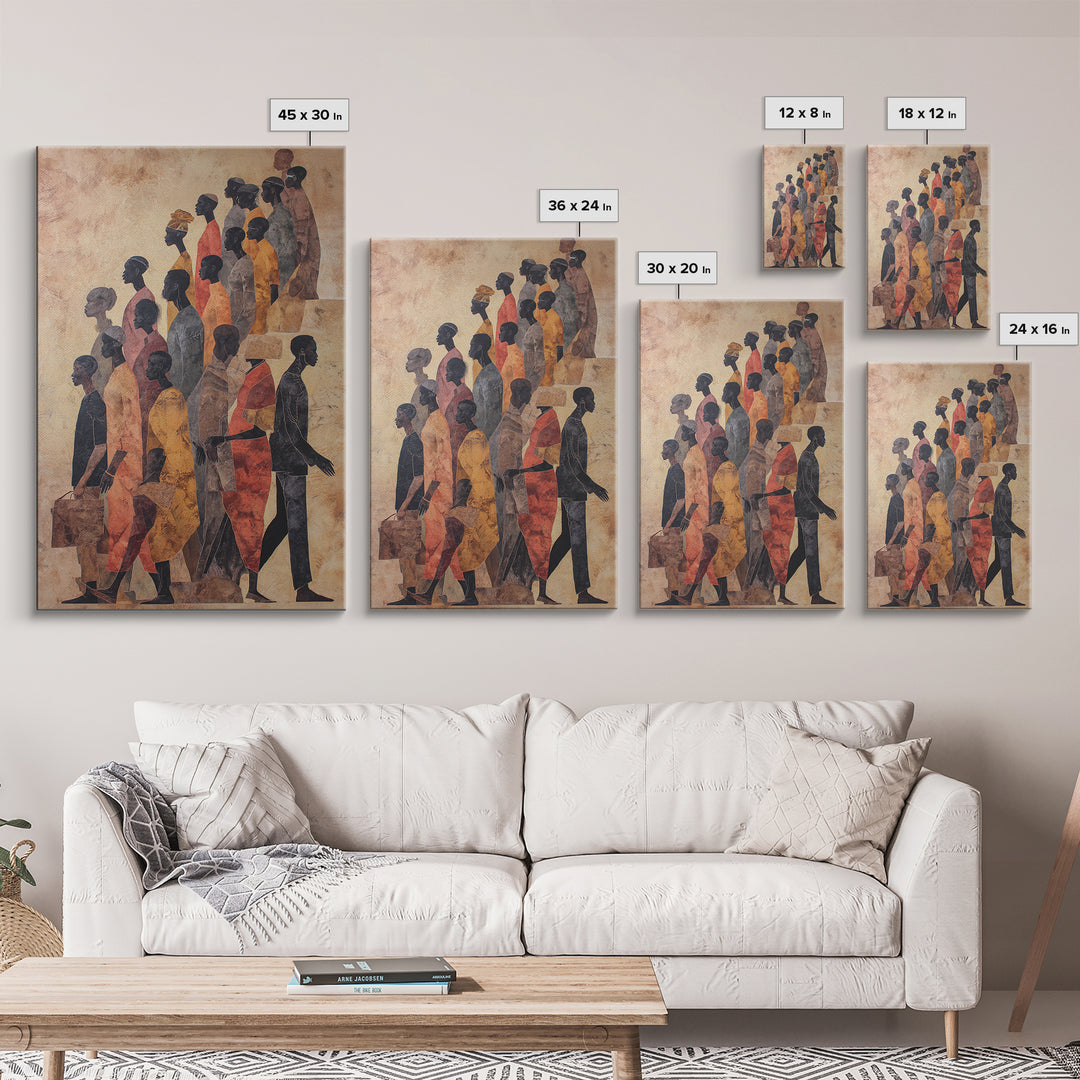 African Diaspora Procession Of Figures Wall Art, African American Art, Black Culture Art, Cultural Wall Art, Modern Black Art