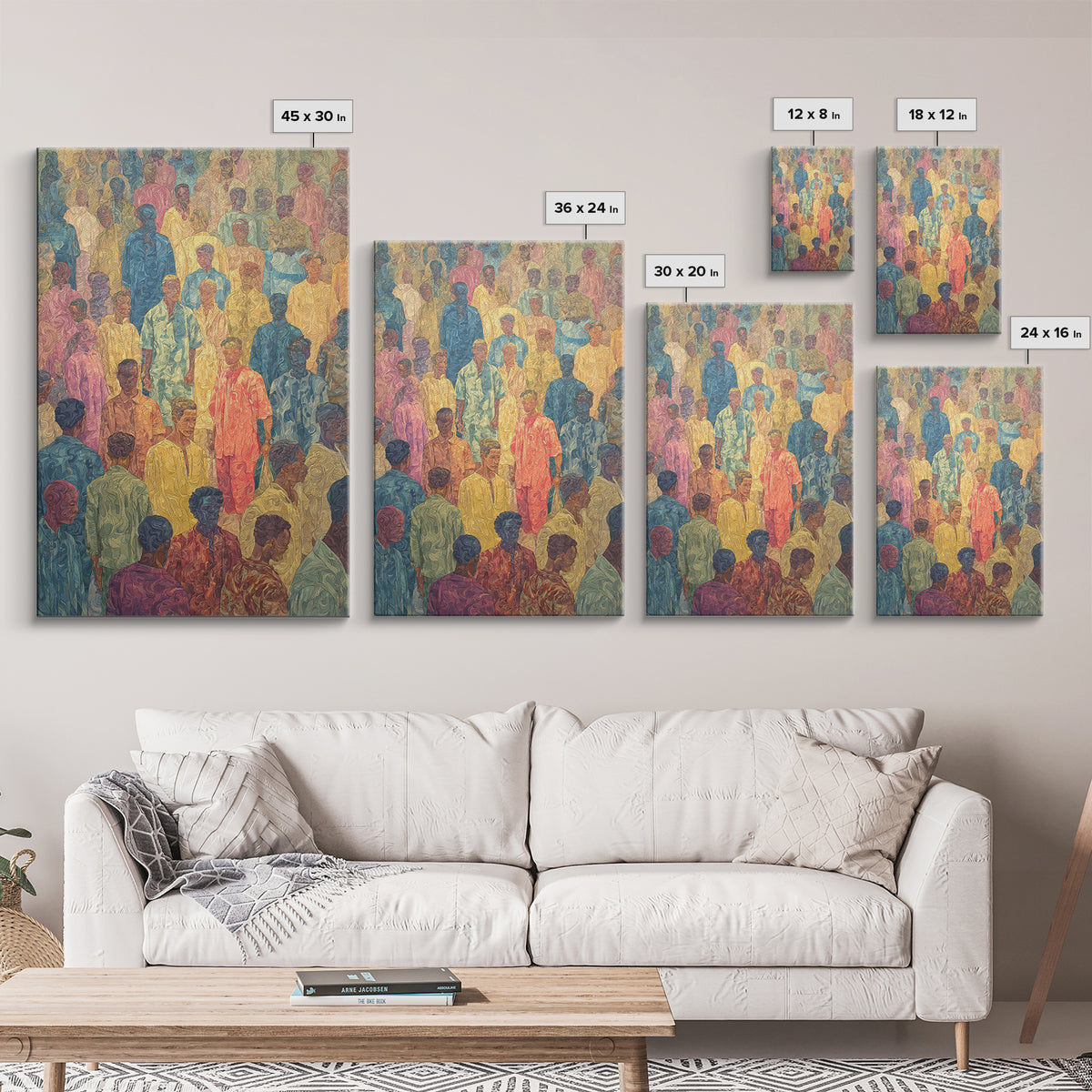 Pastel African Crowd Portrait Wall Art, Cultural Art Print, Black People Decor, Modern Diaspora Canvas For Office And Home
