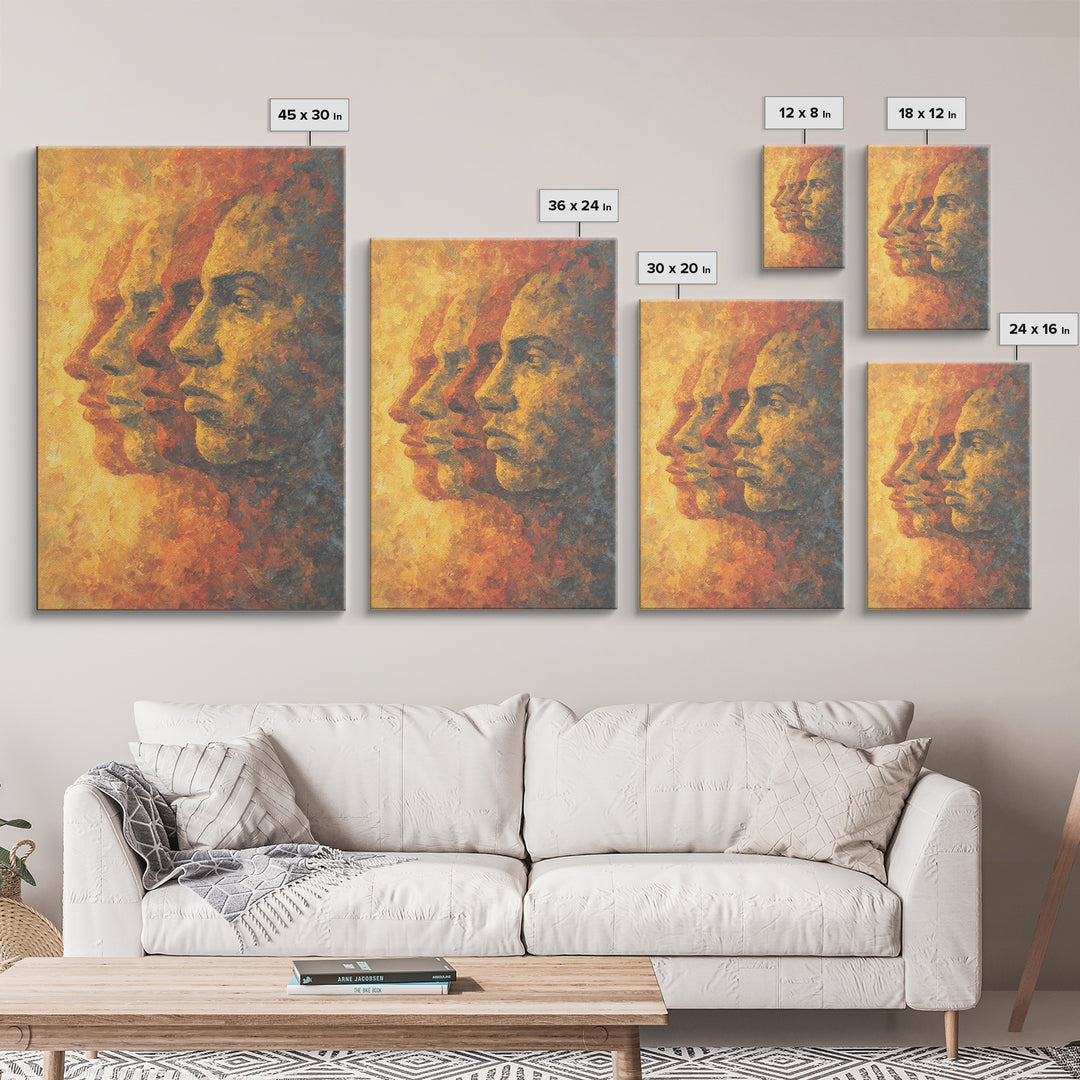 Warm Abstract African Faces Wall Art, Modern African Art, Cultural Portrait Canvas Print, Earth Tone Office Decor Gift For Her