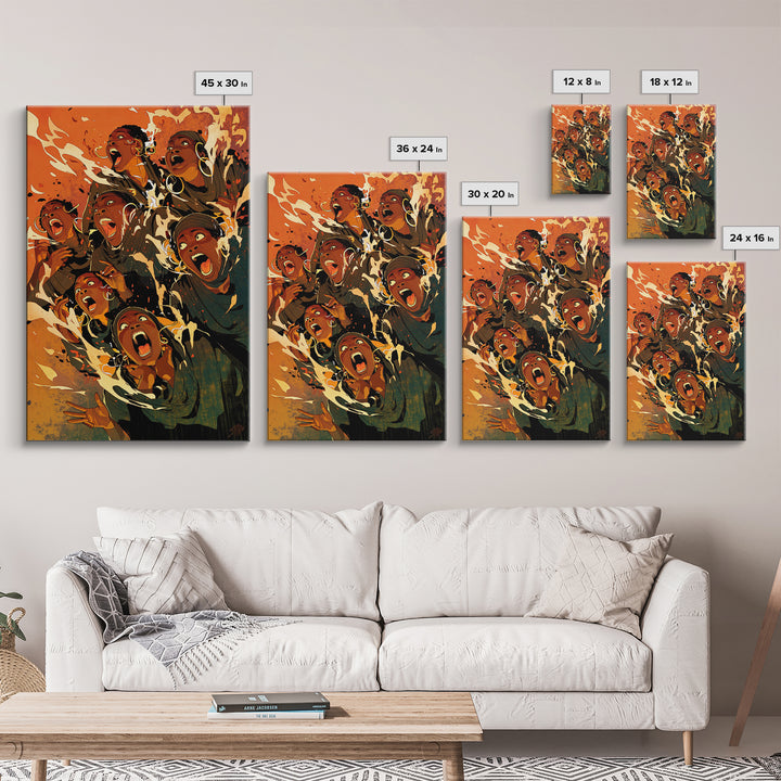 Expressive Singing Women With Orange Splash, Wall Art, Black Women Art, Afrocentric Poster, Bold Comic Style Home Decor Gift