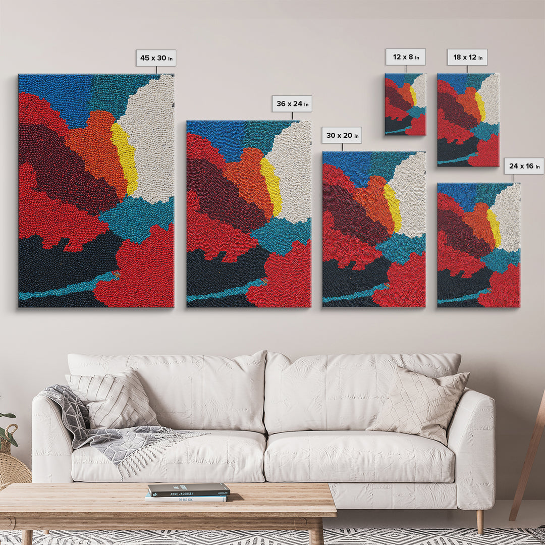 Vibrant Beaded Abstract Landscape Wall Art, African Inspired Color Field Canvas Decor, Modern Boho Nature Art Print Gift