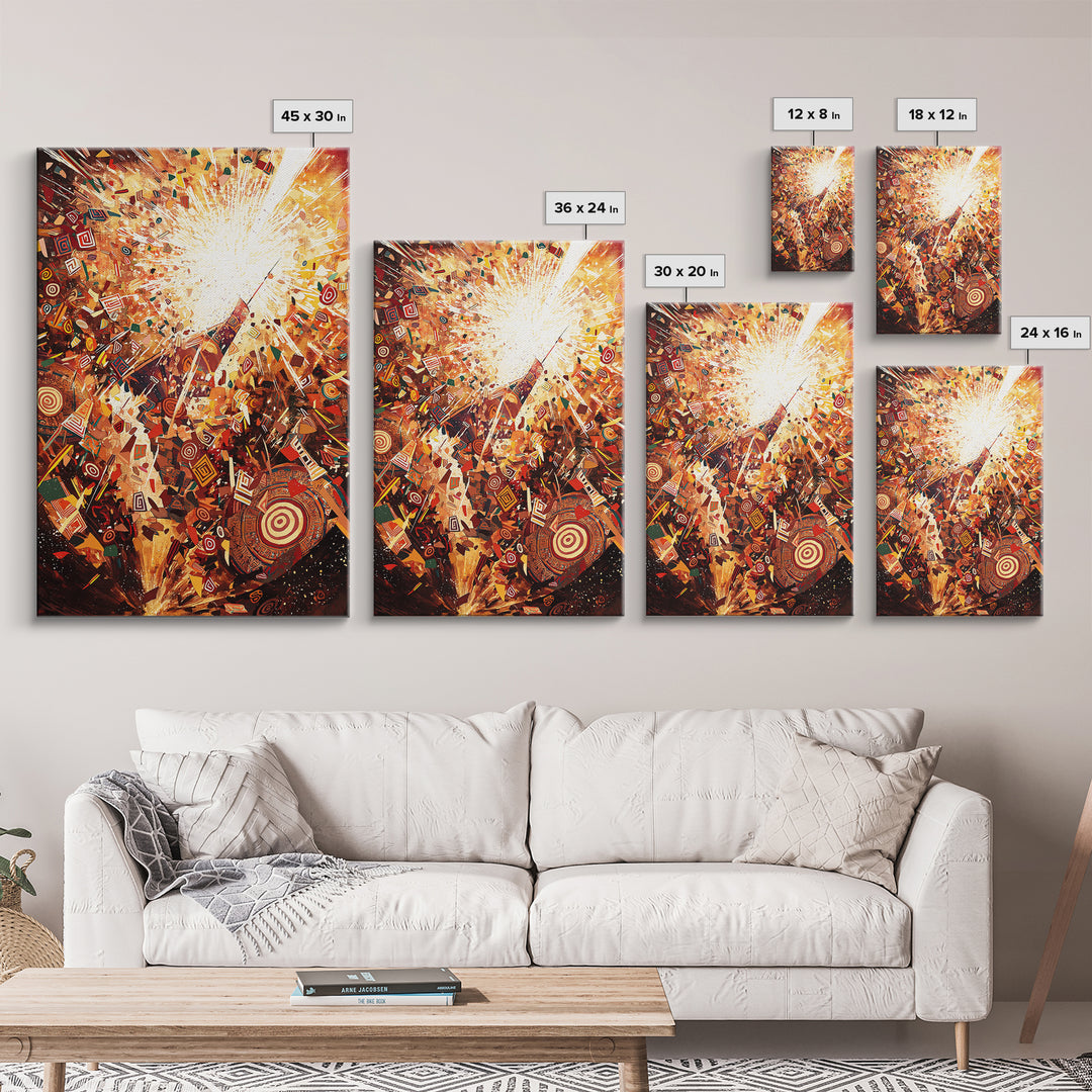 Explosive African Celebration Abstract Wall Art, Colorful Ankara Patterns, Afrocentric Decor, Vibrant Cultural Canvas Print
