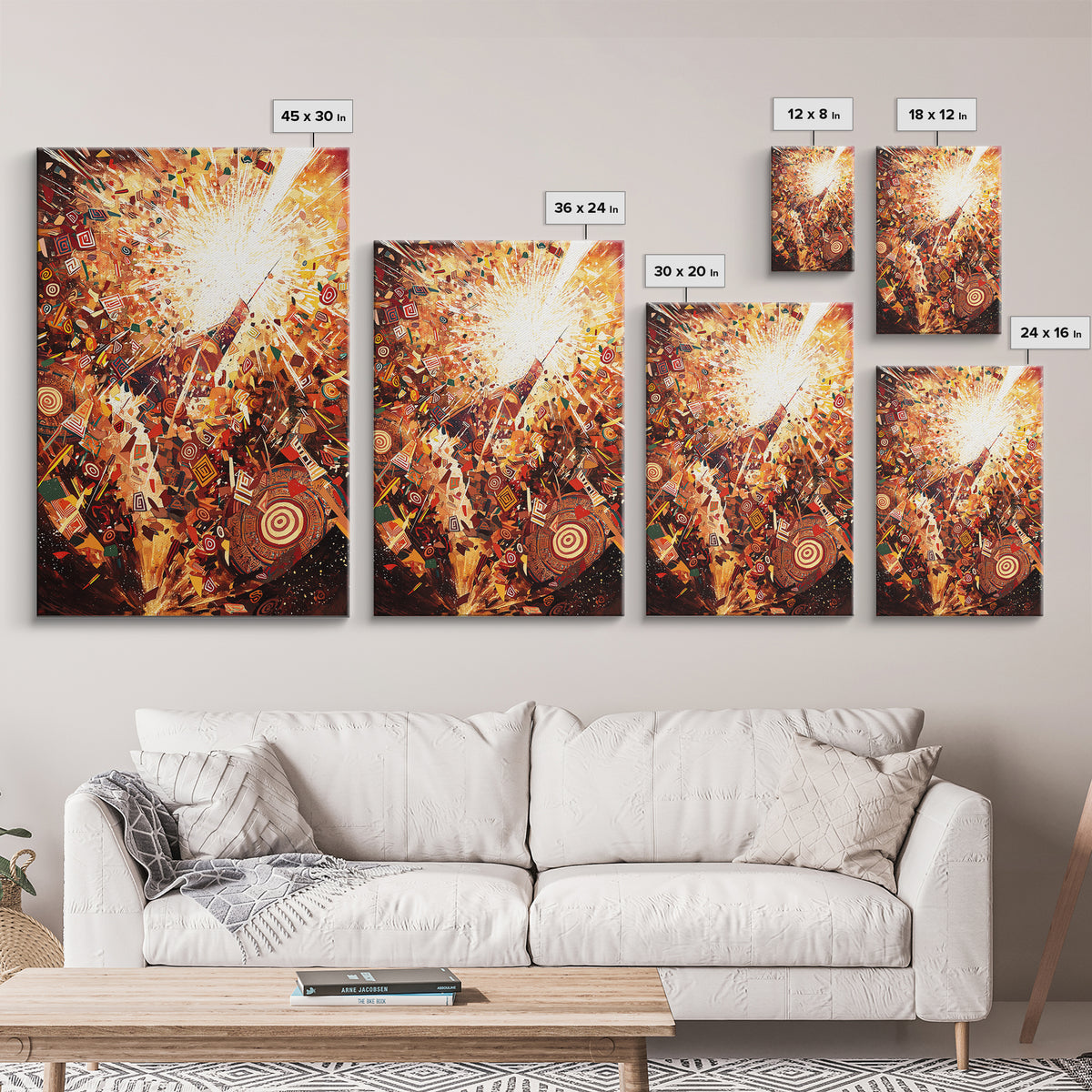 Explosive African Celebration Abstract Wall Art, Colorful Ankara Patterns, Afrocentric Decor, Vibrant Cultural Canvas Print