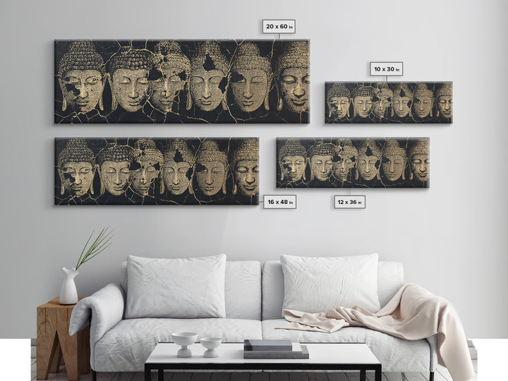 Serene Gold African Mask Wall Art, Tribal Face Portraits, Black Gold Canvas Print, Cultural Home Decor, Elegant Black Art
