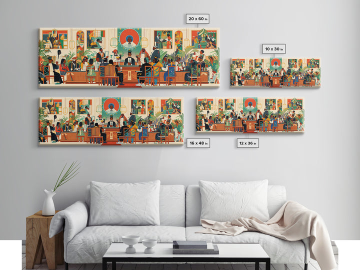 African Community Courtroom Wall Art, Modern African Art, Black Culture Canvas Print, Vibrant Statement Office Decor Gift